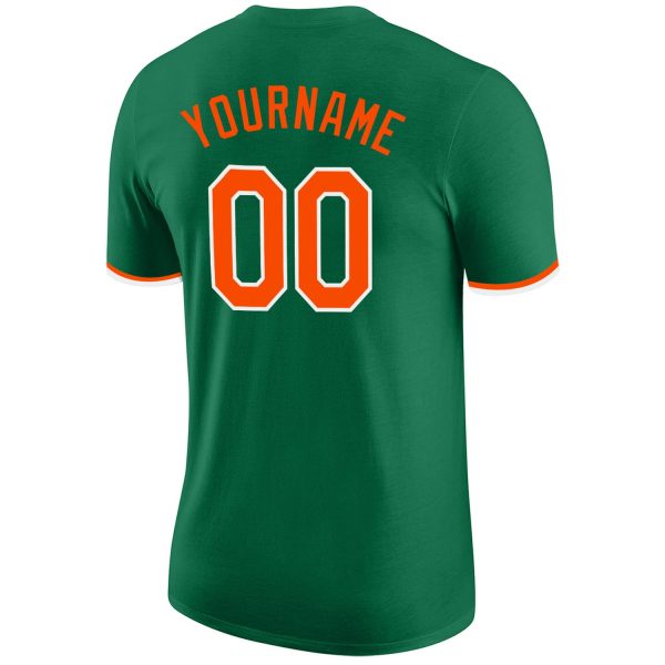 Custom Kelly Green Orange-White Performance T-Shirt - Image 6