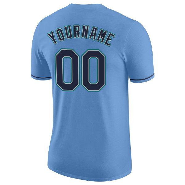 Custom Light Blue Navy-Aqua Performance T-Shirt - Image 6