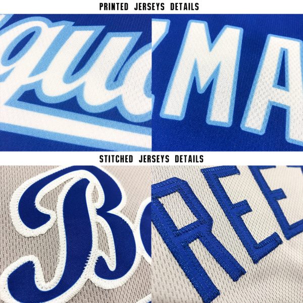 Custom Gray Royal-Red Baseball Jersey - Image 6