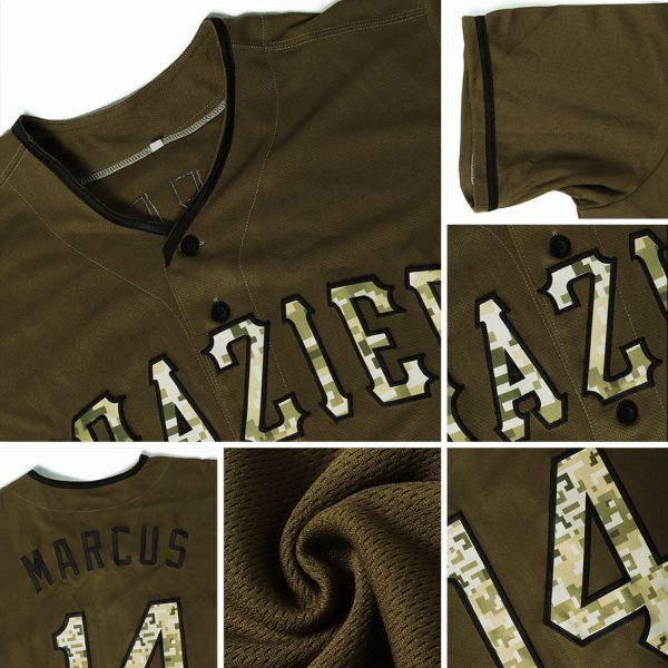 Custom Olive Camo-Black Authentic Salute To Service Baseball Jersey - Image 6