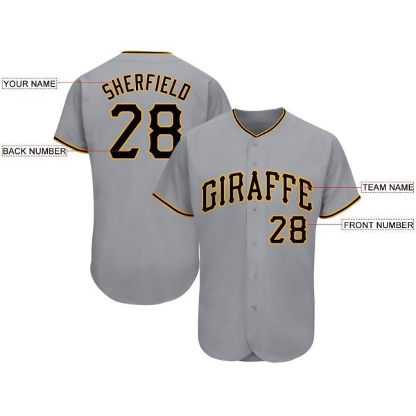 Custom Gray Black-Gold Baseball Jersey - Image 3