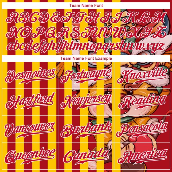 Custom Red Red-White 3D Pattern Design Cute Tiger Authentic Baseball Jersey - Image 4