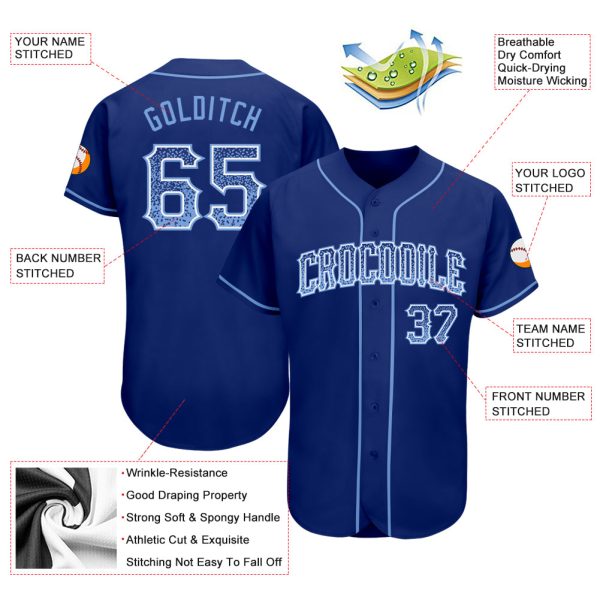 Custom Royal Light Blue-White Authentic Drift Fashion Baseball Jersey - Image 3