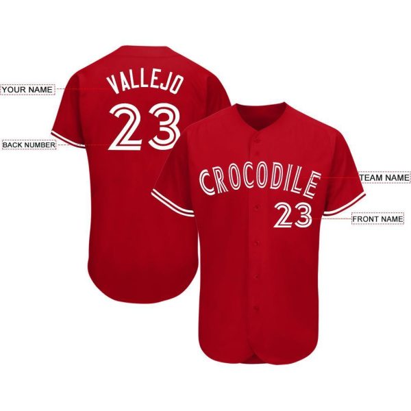 Custom Red White Baseball Jersey - Image 3
