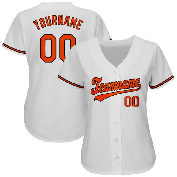 Custom White Orange-Black Authentic Baseball Jersey - Image 2