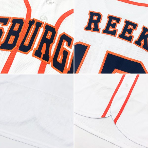 Custom White Orange-Black Authentic Baseball Jersey - Image 6
