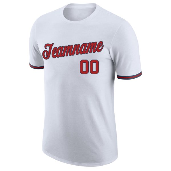 Custom White Red-Navy Performance T-Shirt - Image 5