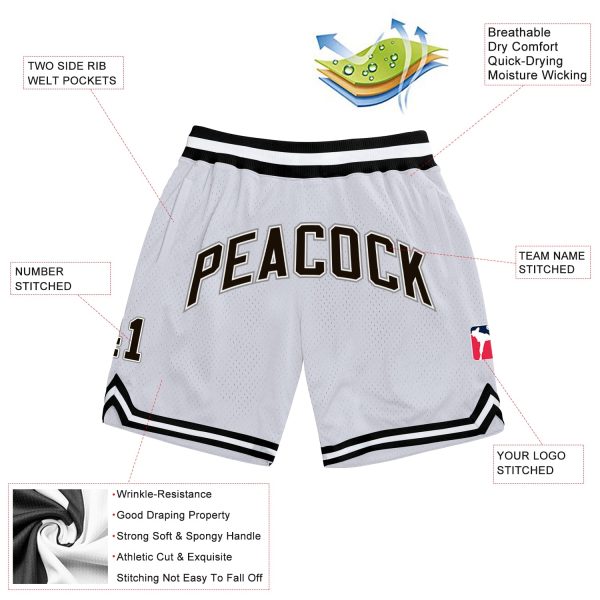 Custom White Black-Gray Authentic Throwback Basketball Shorts - Image 2